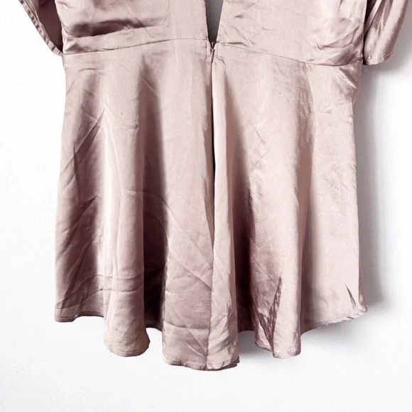 Lioness Taupe Warhol Satin V-Neck Romper - Picture 6 of 10